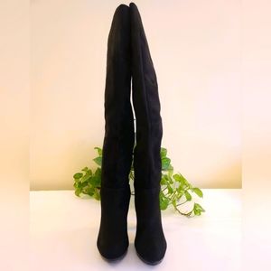 Diba Femma 7.5 Black Knee Length Suede Boots 4in heel